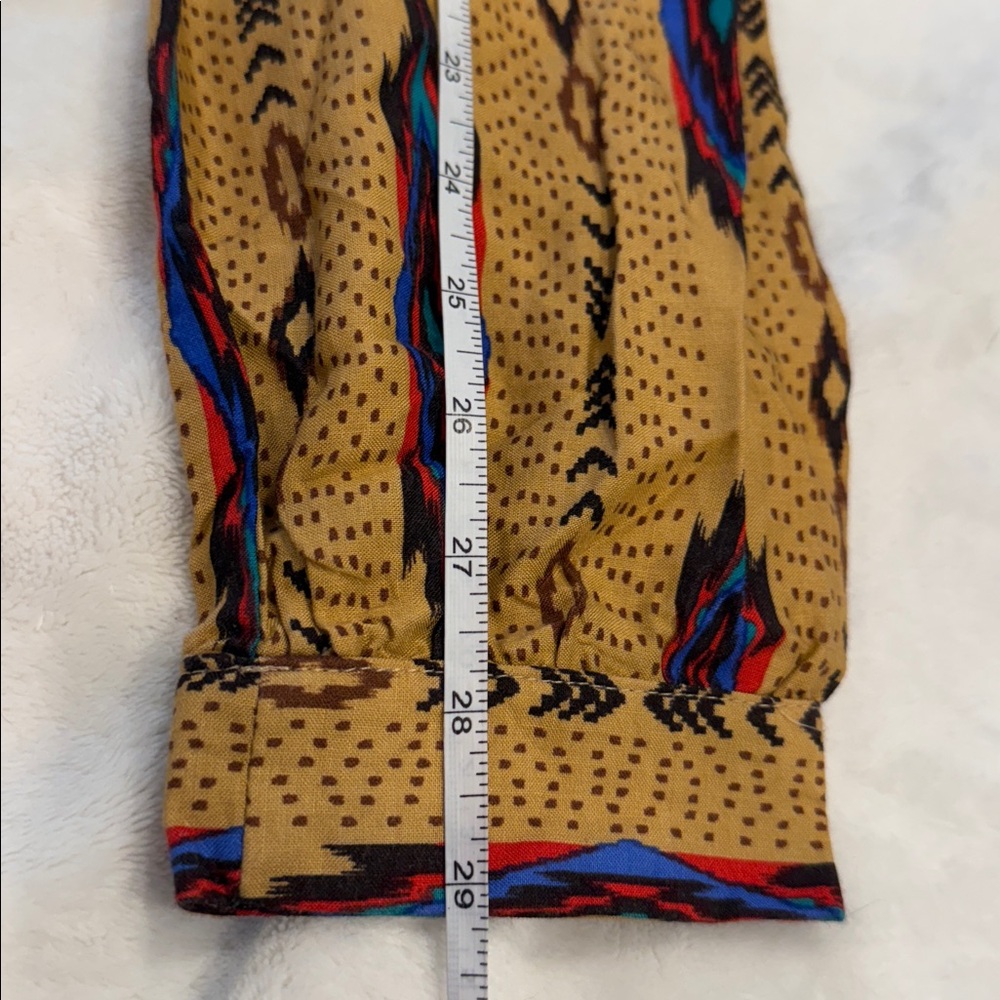 Freeway Mustard Yellow Aztec Print Mini Dress with Blue and Pink Accents - Picture 7 of 9